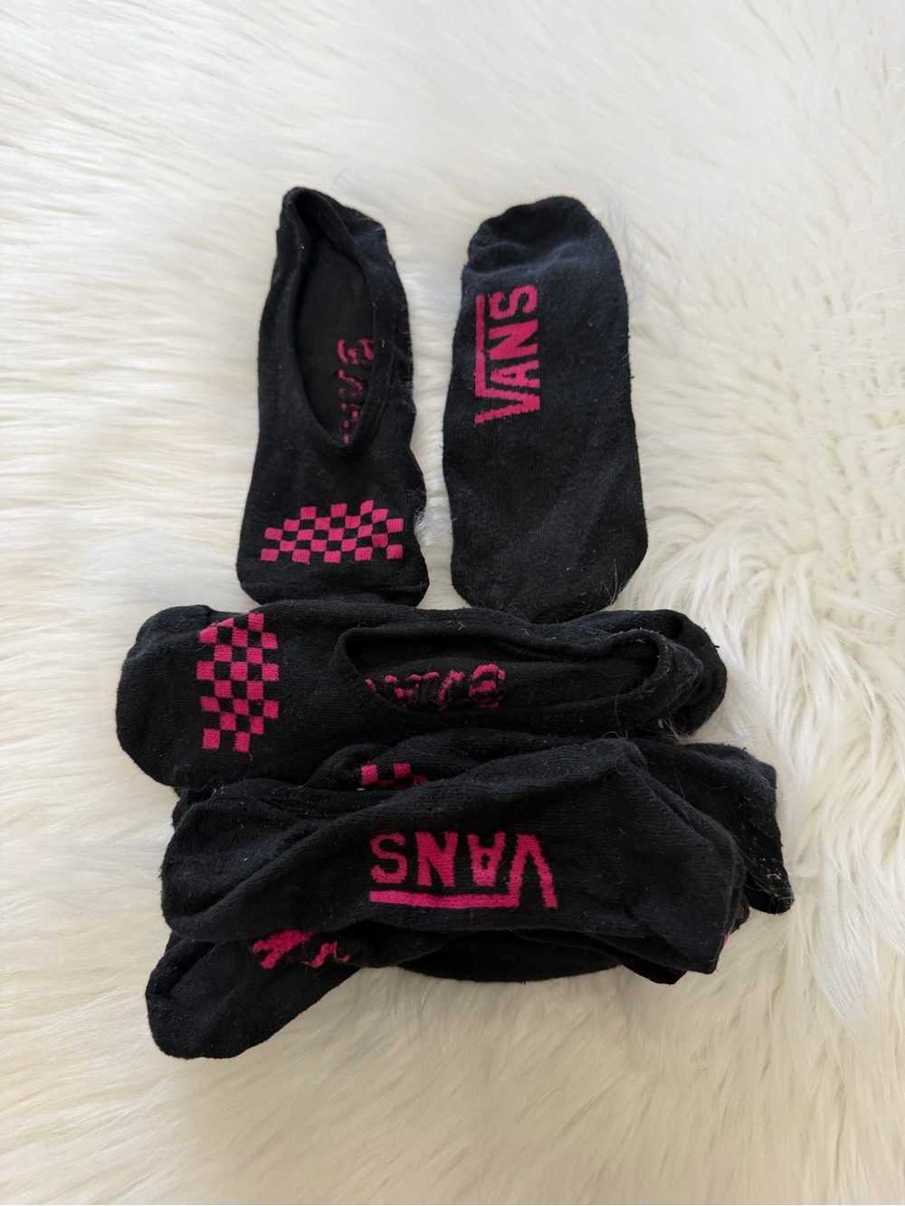 Vans Black No-Show Athletic Socks with Pink Logo Sz S/M-5pack